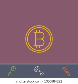 Outline bitcoin icon.Best bitcoin vector, illustrated icon for modern web and mobile design.Bonus broken key symbol