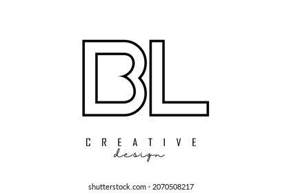 Outline BL letters logo with a minimalist design. Geometric vector illustration with black lines.