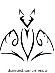 OUTLINE OF A BLACK BAT ON A WHITE BACKGROUND