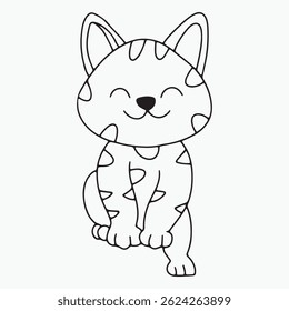 Outline black color cat animal design