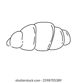 Outline black color of croissant pastry