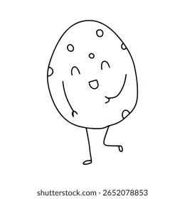 Outline black coloring cartoon vegetable characters. Cute broccoli, potato, carrot, tomato, pepper, eggplant, onion, cucumber, corn