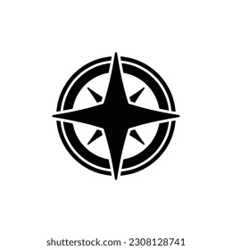 outline black compass adventure symbol vector illustration template design