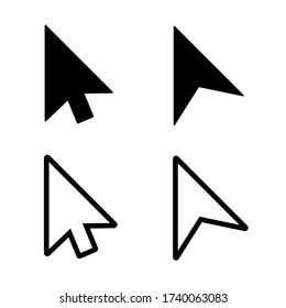 Outline and black cursor icon set. Arrow press button