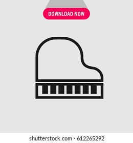 Outline black Grand Piano Vector Icon, The outlined symbol of muscal instrument. Simple, modern flat vector illustration for mobile app, website or desktop app 