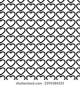Outline black hearts shapes Seamless pattern. Valentines Day Black or White Day Background concept