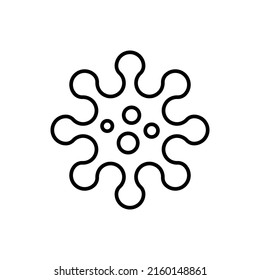 Outline black icon of a virus, bacteria cell. Coronavirus, Covid-19. Infection concept. Flat isolated symbol sign for: illustration, logo, design, web, dev, ui, ux. Vector EPS 10