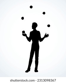 Outline black ink pen drawn adult street human guy cheer joy face catch launch talent motion jester training job concept logo emblem design retro art doodle style. Close up view white scene text space