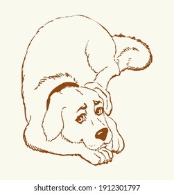 Outline black ink pen hand drawn fun furry beauty watch nature portrait emblem border design retro art doodle engrave print style. Close up view light white rug banner label joy text space backdrop
