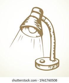Outline black ink pen hand drawn cute bright classic old tall torch object emblem design antique art doodle comic engrave print style. Close up view paper indoor live room interior text space backdrop