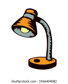 Outline black ink pen hand drawn cute bright classic old tall torch object emblem design antique art doodle comic engrave print style. Close up view paper indoor live room interior text space backdrop