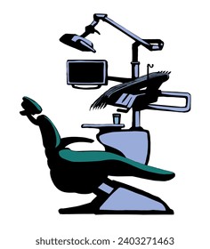 Outline black ink pen hand drawn mouth cure help job table object. Logo sign icon emblem concept design modern cartoon line art doodle style. Closeup view clean lamp light white room wall text space