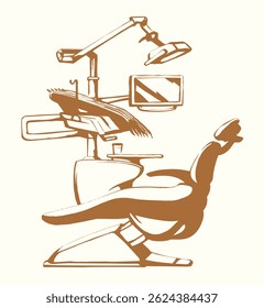 Outline black ink pen hand drawn mouth cure help job table object. Logo sign icon emblem concept design modern cartoon line art doodle style. Closeup view clean lamp light white room wall text space