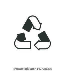Outline black recycling sign on white background. Ecology, environment. Vector illustration in flat style.