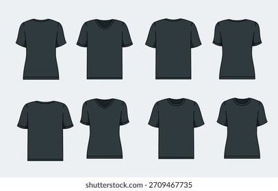 Maqueta de camiseta negra de contorno