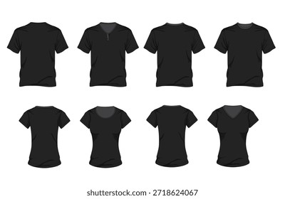 Ilustración vectorial de Plantilla de camiseta negra de contorno