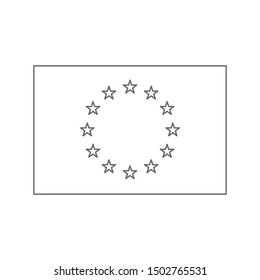 Outline Black And White Europe Flag Icon isolated On White Background. Europe Symbol Modern, Simple, Vector, Icon For Website Design, Mobile App, UI. Vector Illustration