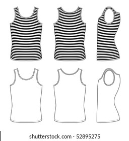 Outline black-white striped vest vector illustration isolated on white