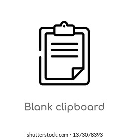 outline blank clipboard vector icon. isolated black simple line element illustration from education concept. editable vector stroke blank clipboard icon on white background