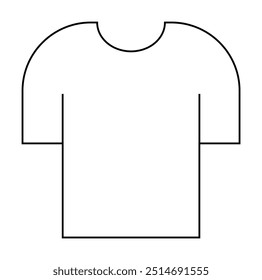 Outline of a blank, short-sleeved t-shirt design in black and white. Ideal for design, fashion, patterns, templates, and illustrations.