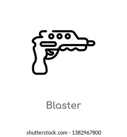 outline blaster vector icon. isolated black simple line element illustration from future technology concept. editable vector stroke blaster icon on white background