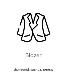 outline blazer vector icon. isolated black simple line element illustration from clothes concept. editable vector stroke blazer icon on white background