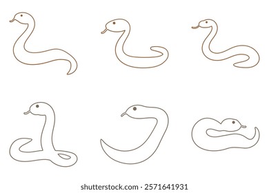 Outline Blind Snake Illustration Design Set