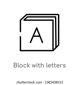 outline block with letters vector icon. isolated black simple line element illustration from education concept. editable vector stroke block with letters icon on white background