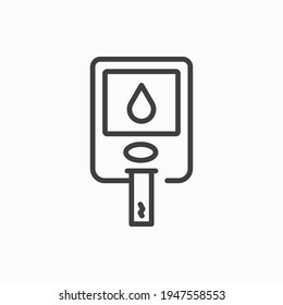 Outline Blood Glucose Meter  Testing Strip For Diabetes Icon.Vector Illustration. Symbol For Web And Mobile