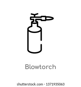 outline blowtorch vector icon. isolated black simple line element illustration from construction concept. editable vector stroke blowtorch icon on white background