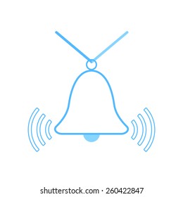 outline blue bell icon. concept of wake up service, siren, campanula, protection, ringing. isolated on white background. flat style trendy modern logo design vector illustration