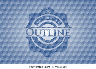 Outline blue hexagon emblem. Vector Illustration. Detailed.