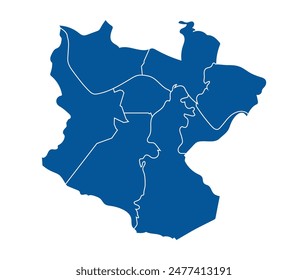 Outline blue map of Bilbao city