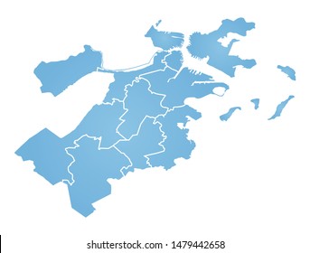 Outline blue map of Boston