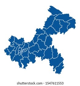Outline blue map of Chongqing