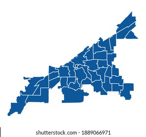 Outline blue map of Cleveland city