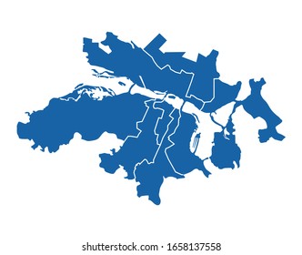 Outline blue map of Dnipro