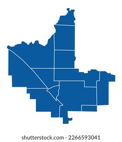 Outline blue map of Fresno city