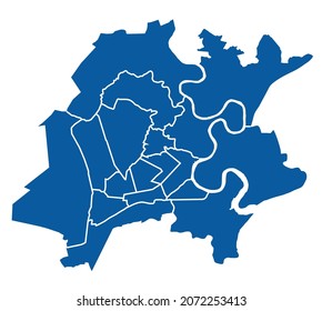 Outline blue map of Ho Chi Minh City