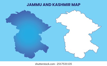 Descrição e mapa azul da região de Jammu e Caxemira ilustração para referência e uso em design