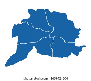 Outline blue map of Kaliningrad