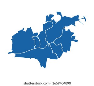 Outline blue map of Krasnoyarsk