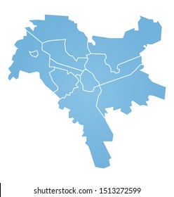 Outline blue map of Kyiv