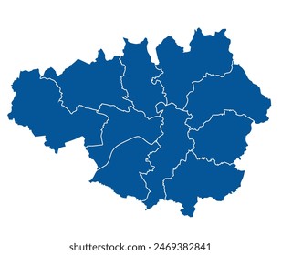 Outline blue map of Manchester city