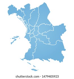 Outline blue map of Marseille