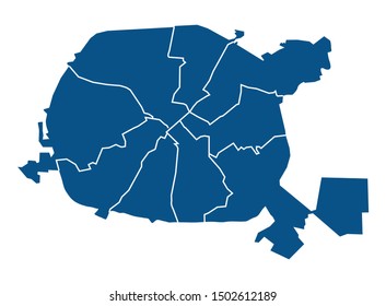 Outline Blue map of Minsk