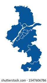 Outline blue map of Nanjing