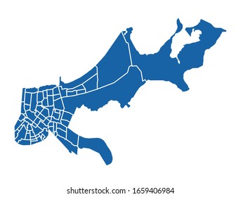 Outline blue map of New-Orleans