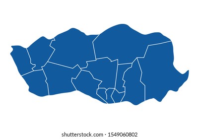 Outline Blue map of Porto