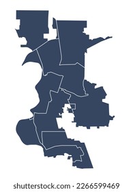 Outline blue map of Sacramento city